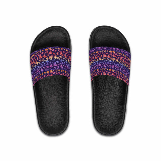 Vibrant Heart Pattern Men's Slide Sandals - Comfortable Casual Footwear