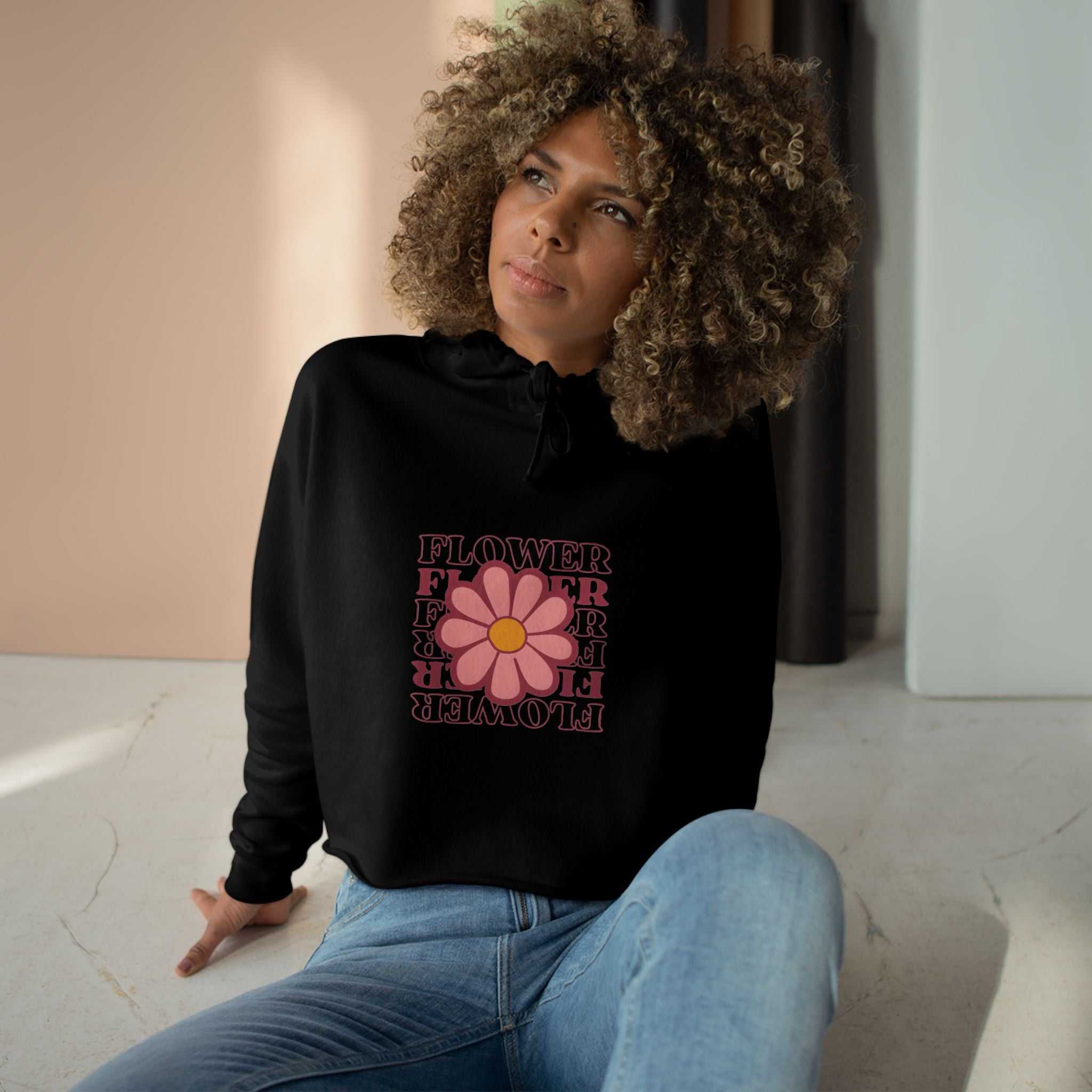 Flower Power Crop Hoodie - Trendy White Hoodie with Floral Design