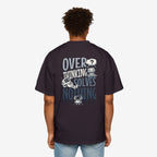 Men's Heavy Oversized Tee - "Overthinking Solves Nothing" Graphic Shirt