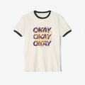 Unisex Cotton Ringer T-Shirt - "Okay" Floral Design, Casual Wear