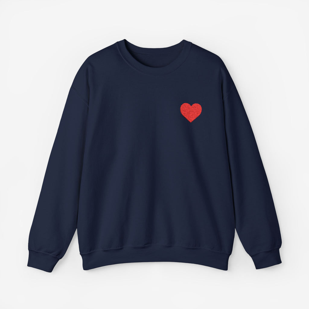 Embroidery Crewneck Sweatshirt Red Heart