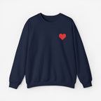 Embroidery Crewneck Sweatshirt Red Heart