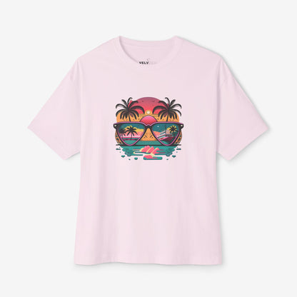 Tropical Sunset Oversized Boxy Tee