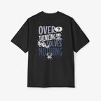 Men's Heavy Oversized Tee - "Overthinking Solves Nothing" Graphic Shirt