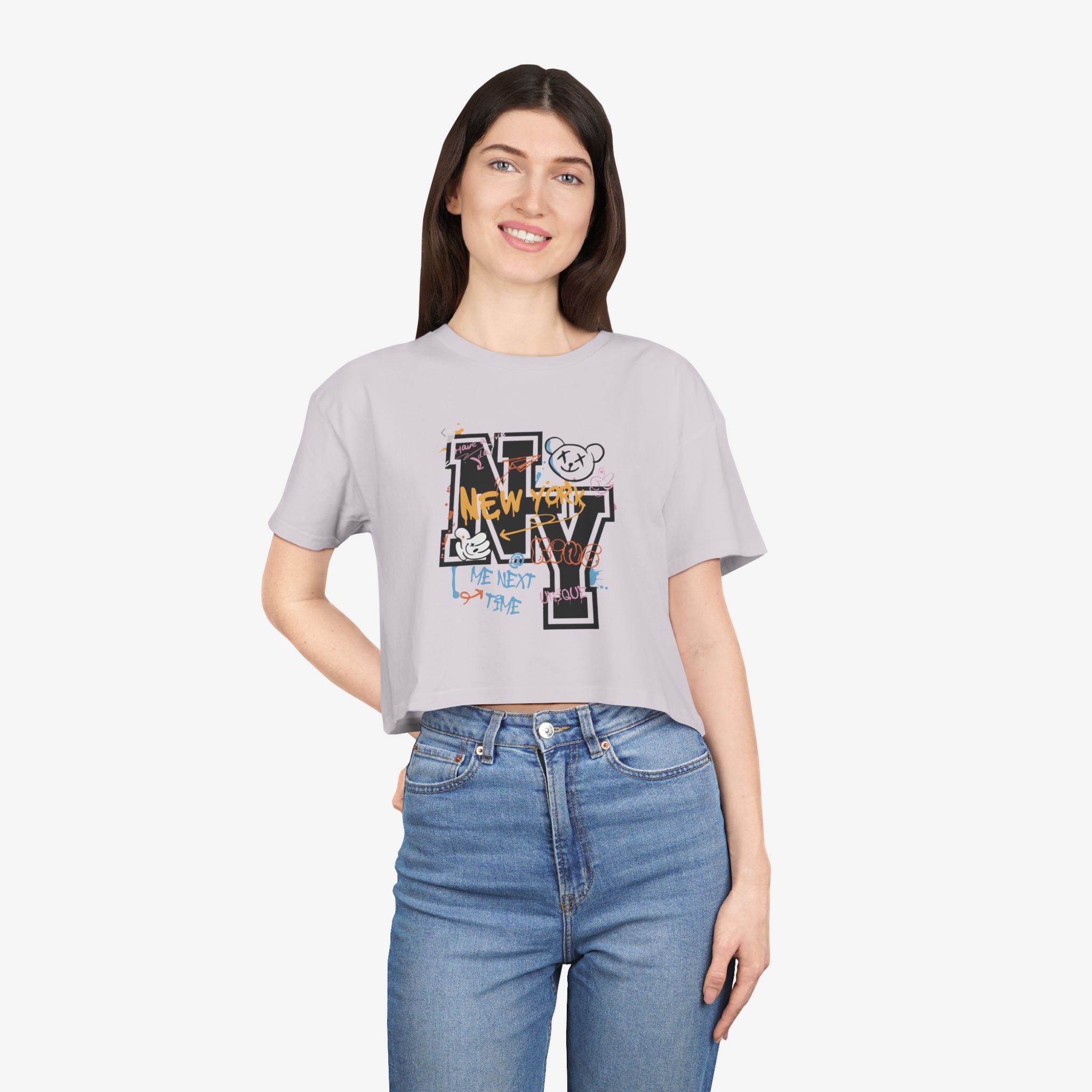 Stylish NY Graphic Women's Crop Tee