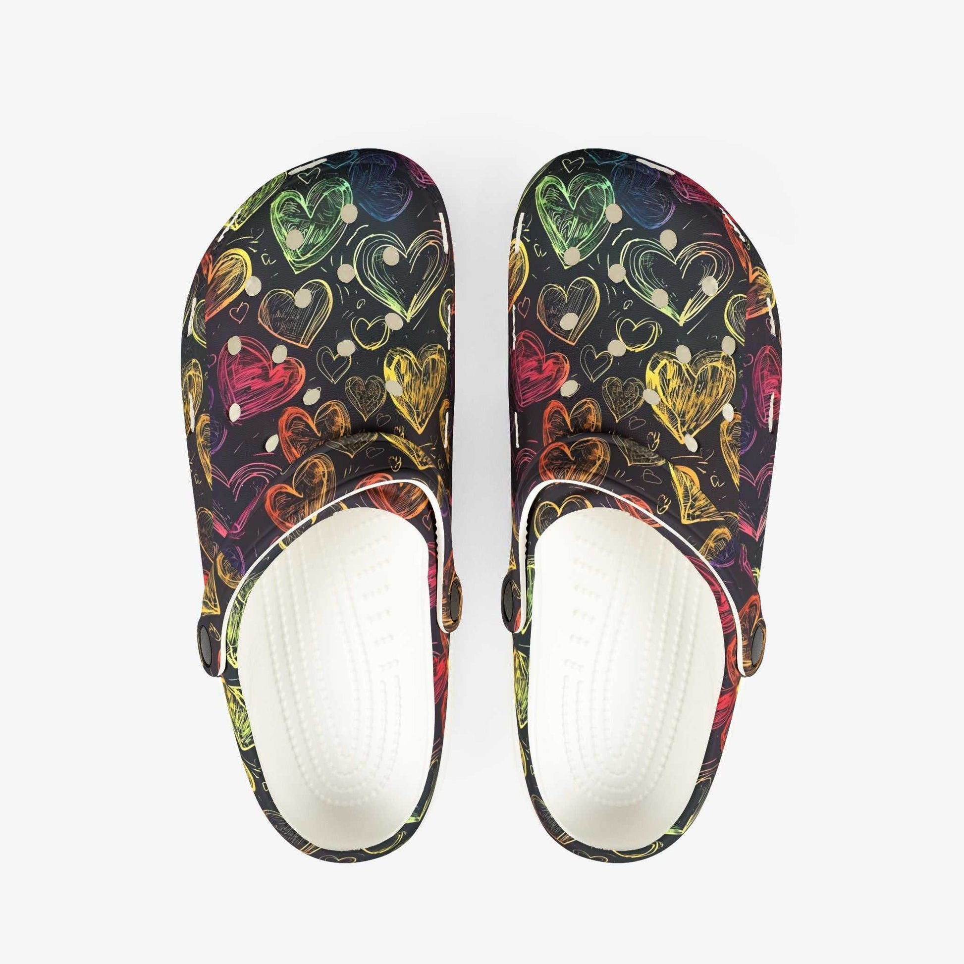 Colorful Hearts EVA Foam Rubber Shoes | Comfortable Summer Clogs