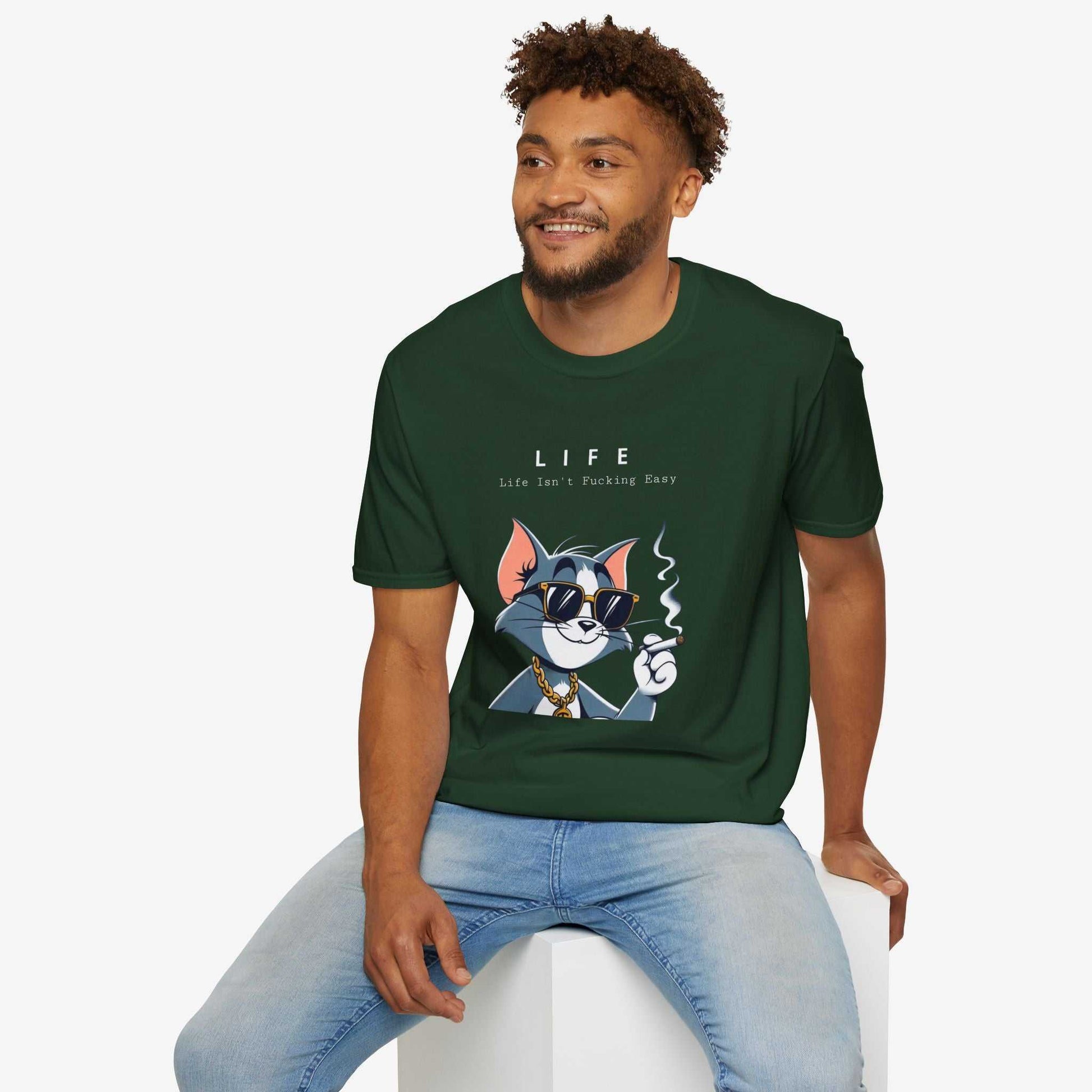 Life Isn't Easy Cat Unisex Softstyle T-Shirt
