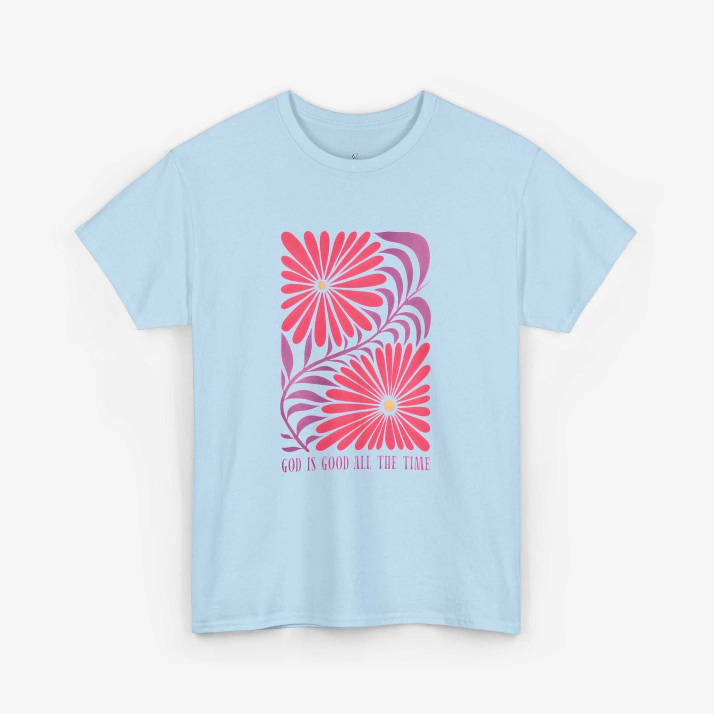 God is Good Heavy Cotton Tee - Inspirational Floral Design for Everyday Wear