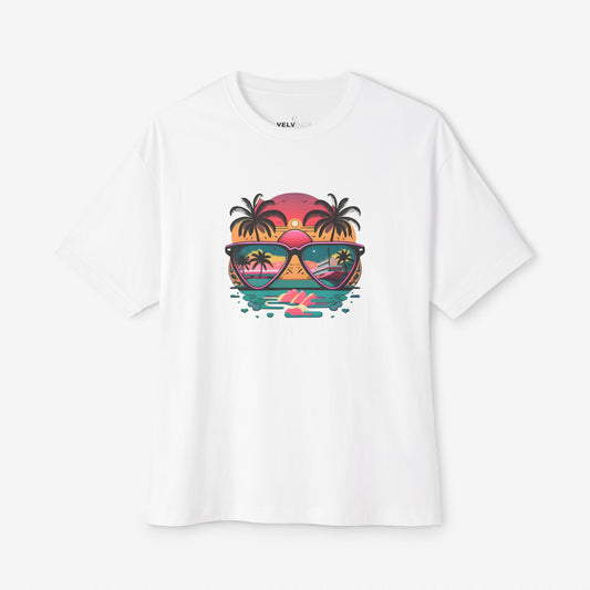 Tropical Sunset Oversized Boxy Tee