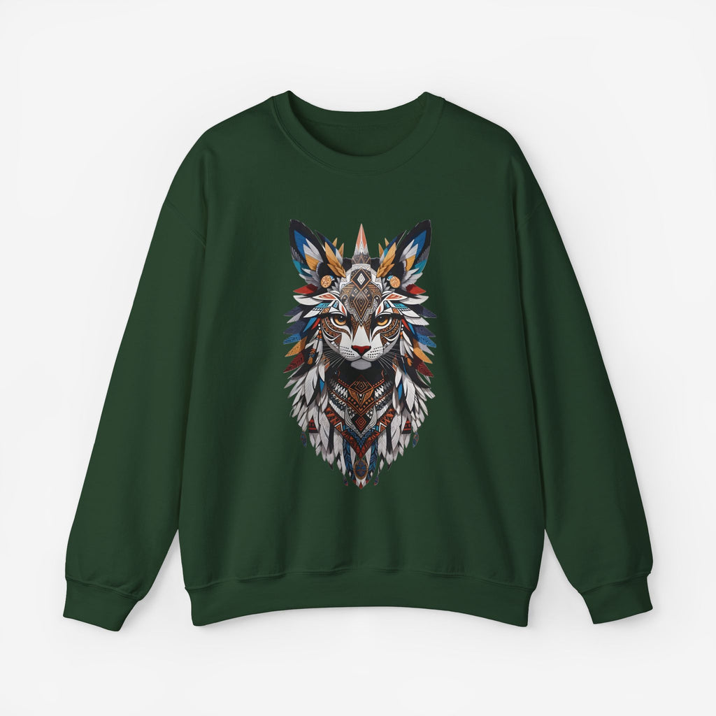 Cat Mandalas Sweatshirt Forest Green S 