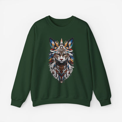 Cat Mandalas Sweatshirt Forest Green S 