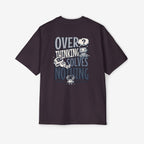 Men's Heavy Oversized Tee - "Overthinking Solves Nothing" Graphic Shirt
