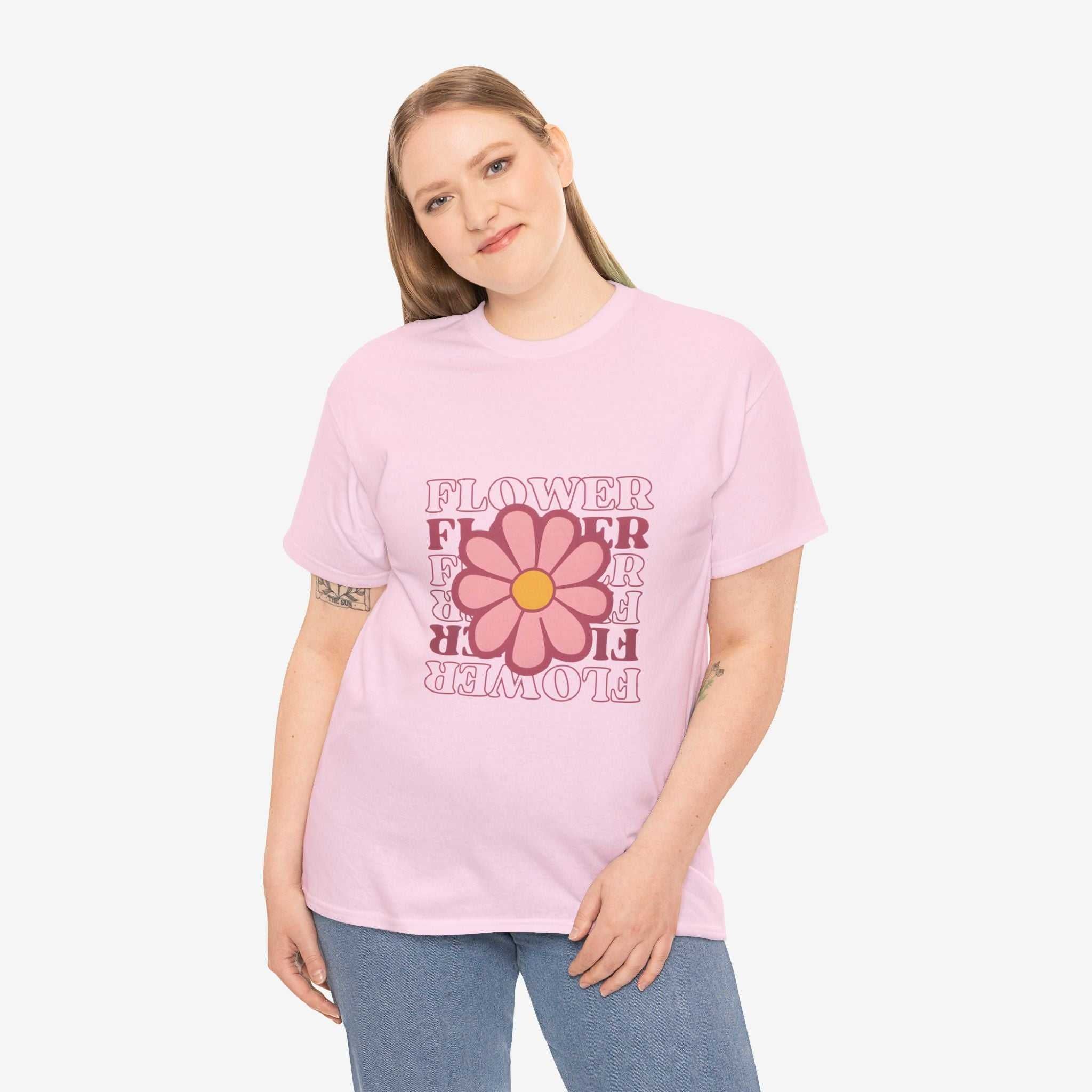 Retro Flower Unisex Heavy Cotton Tee for Nature Lovers