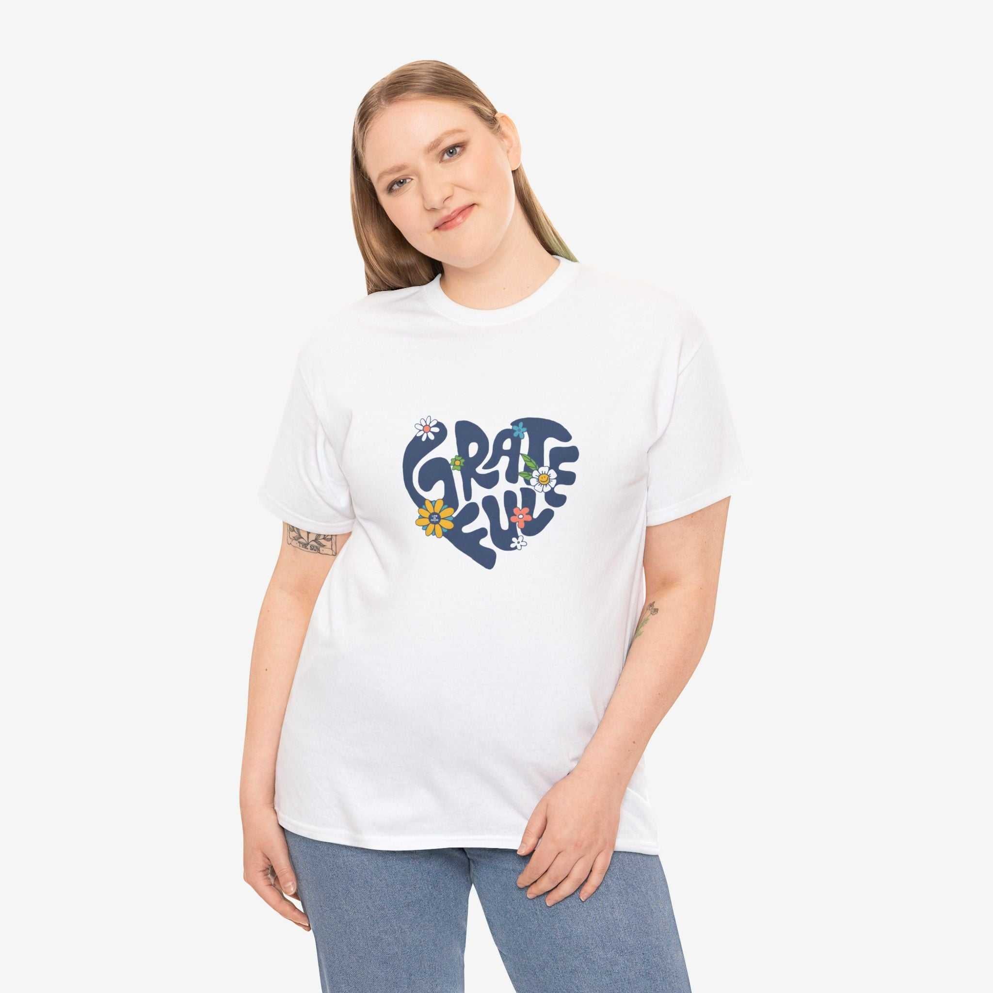 Grateful Heart Unisex Heavy Cotton Tee - Feel Good Apparel for Positivity Lovers