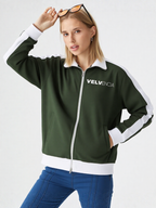 Contrast Trim Stand Collar Jacket