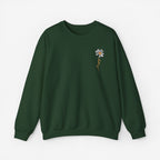 Letter & Floral Print Thermal Crewneck Sweatshirt