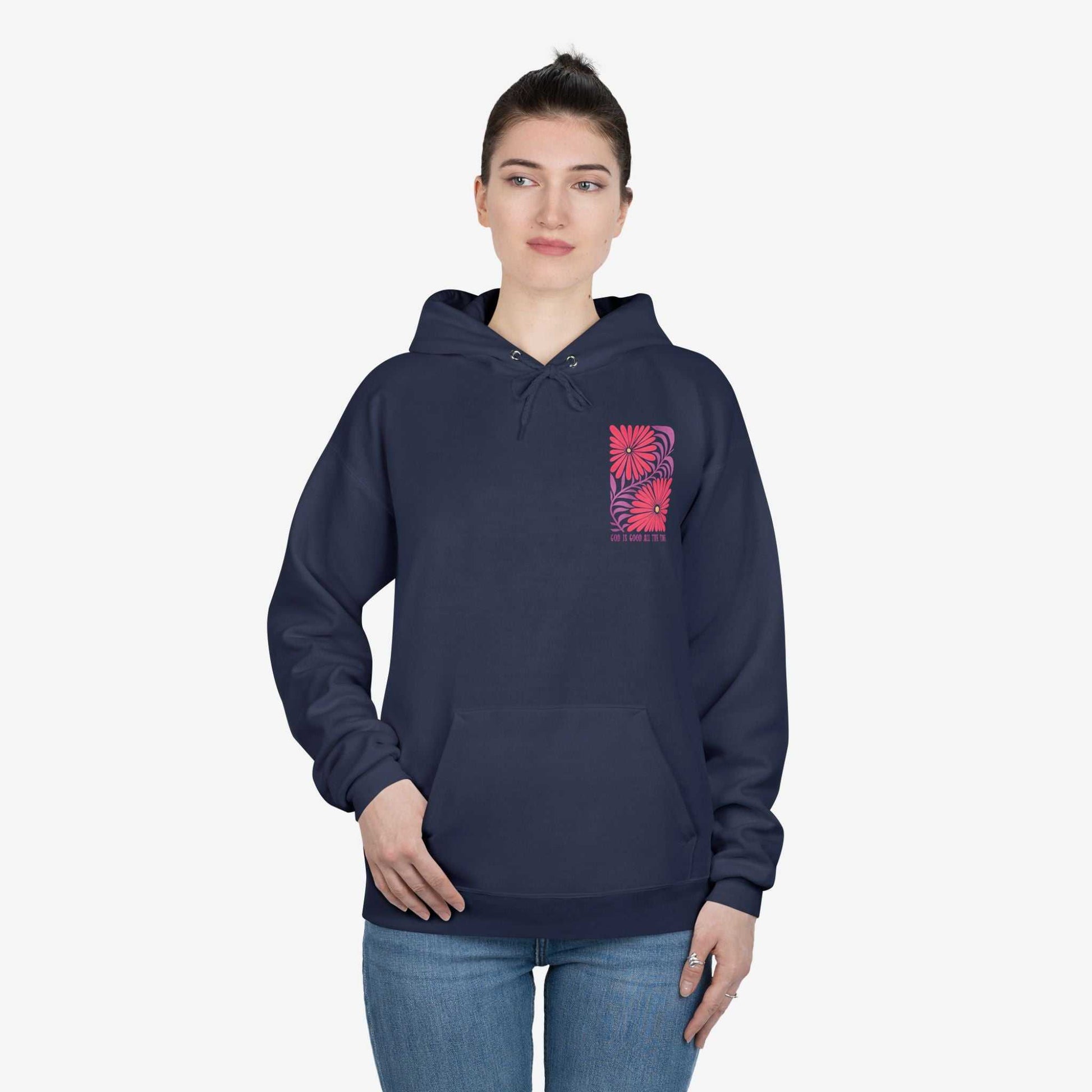 Eco-Friendly Floral God is Good Hoodie - Unisex Pullover Sweatshirt