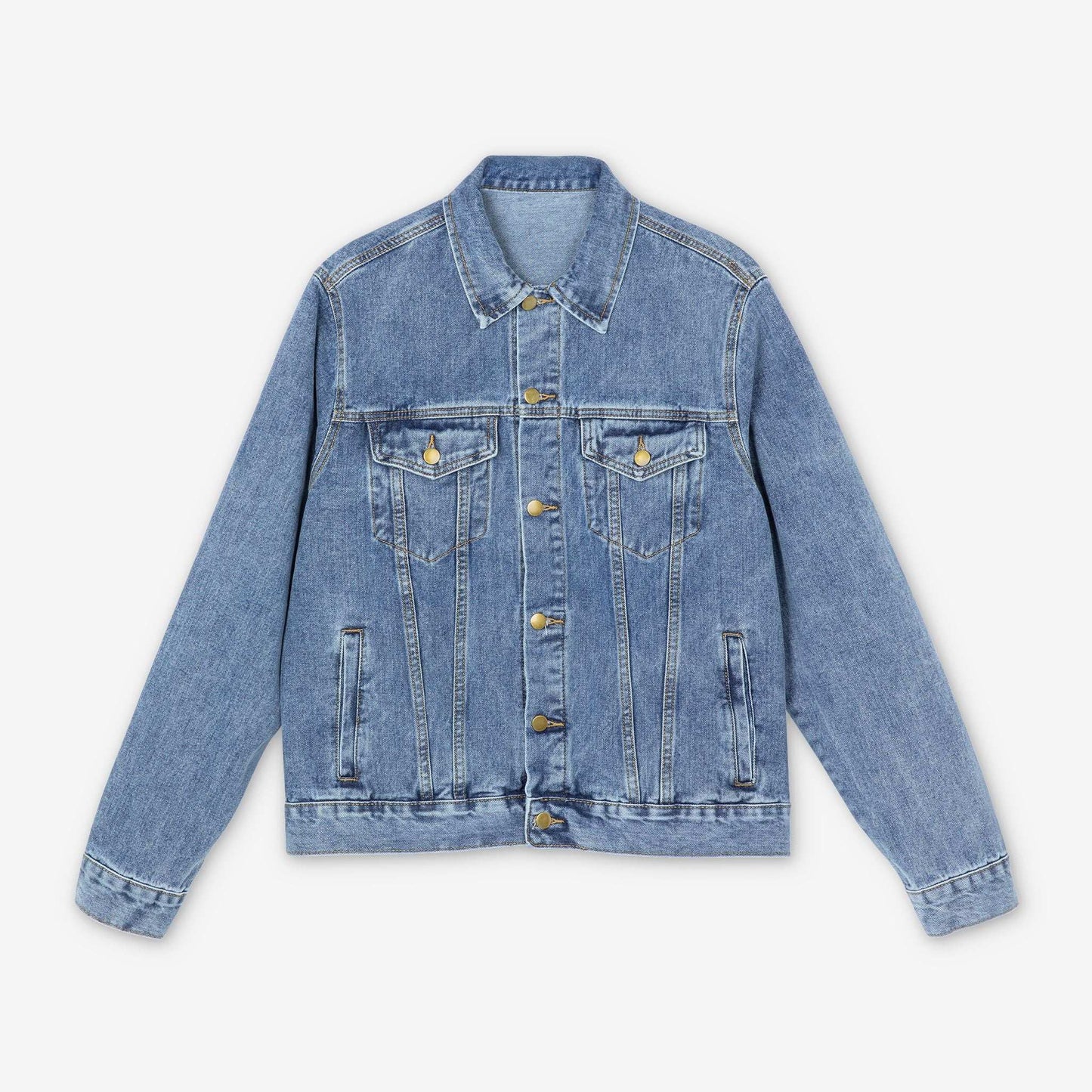 Men's Denim Jacket with Motivational Design - 'Never Let Fear Stop You'