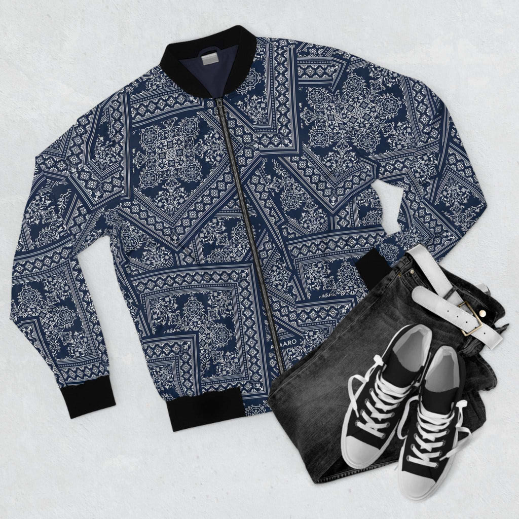 Stylish Men's Bomber Jacket with Intricate Floral Print