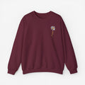 Letter & Floral Print Thermal Crewneck Sweatshirt