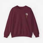 Letter & Floral Print Thermal Crewneck Sweatshirt