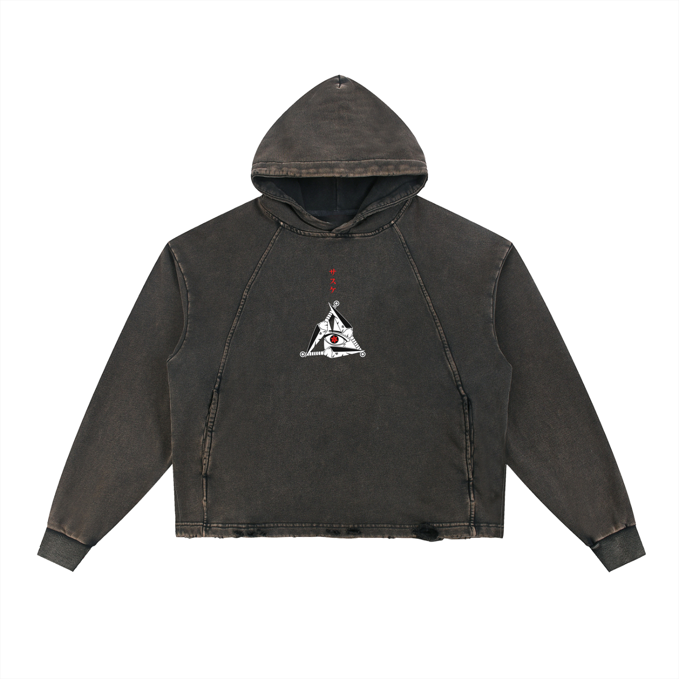 Vintage Washed Frayed-Hem Hoodie