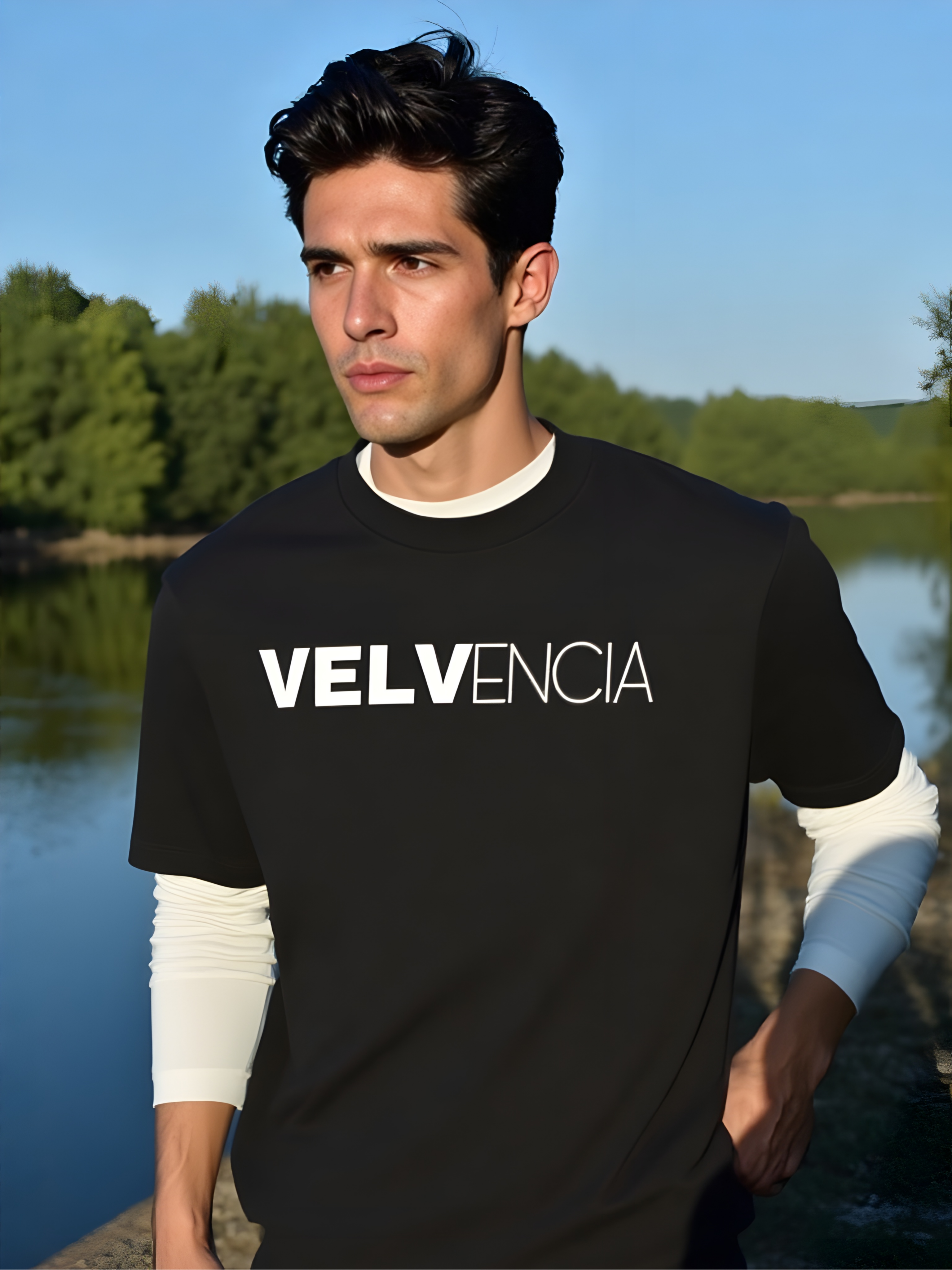 Layered Contrast Sleeve Cotton T-Shirt