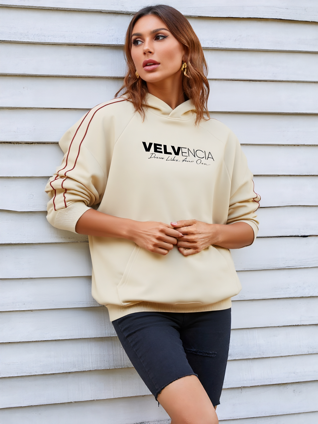 Contrast Piping Raglan Hoodie