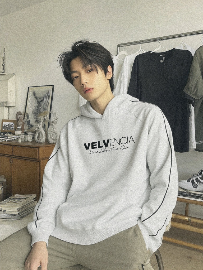 Contrast Piping Raglan Hoodie