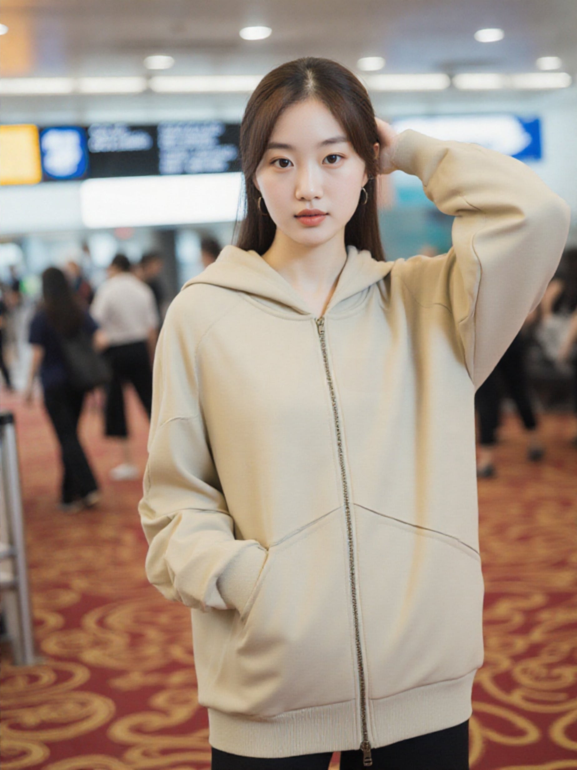 Dolman Sleeve Zip-Through Fleece  Hoodie
