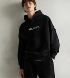 Contrast Tape Raw Edge Double Layered Hoodie