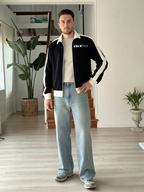 Contrast Trim Stand Collar Jacket