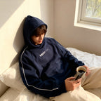 Contrast Piping Raglan Hoodie