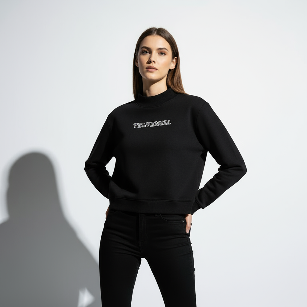 Essential Fleece Mock-Neck Crew Sweatshirt