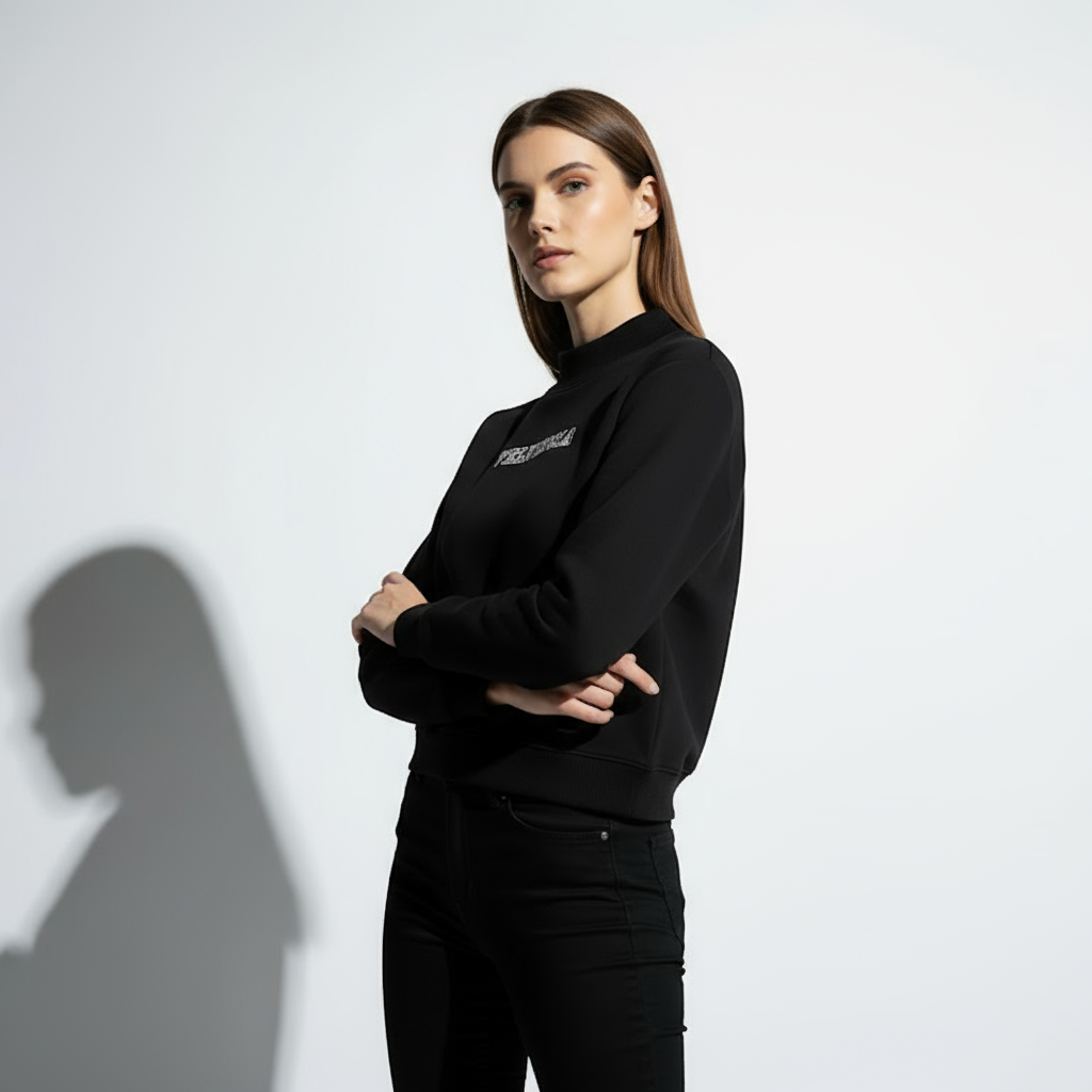 Essential Fleece Mock-Neck Crew Sweatshirt