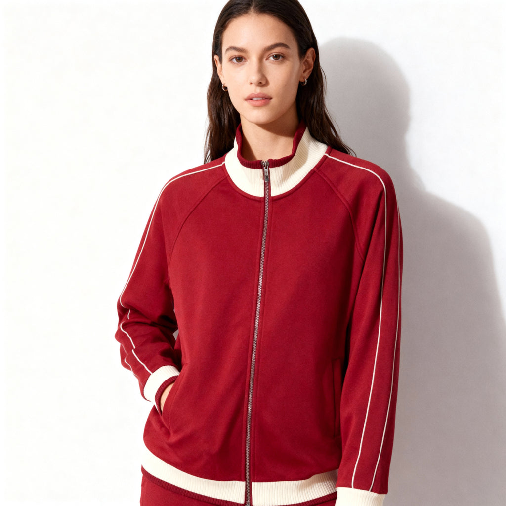 Color Block Raglan Sleeve Zip Track Jacket