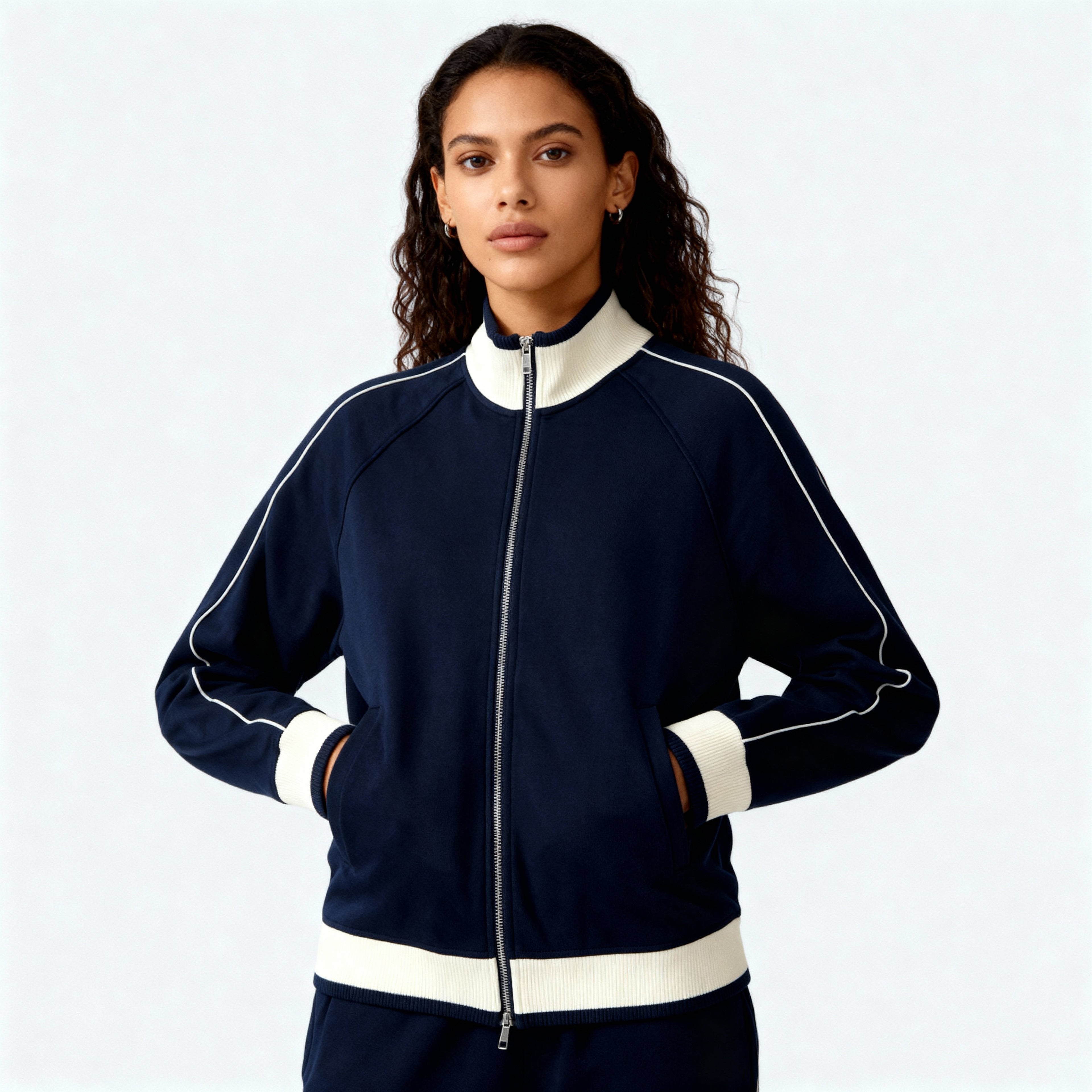 Color Block Raglan Sleeve Zip Track Jacket