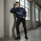 Sun Fade Raw Edge Quarter-Zip Sweatshirt