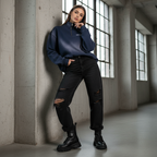 Sun Fade Raw Edge Quarter-Zip Sweatshirt