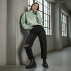 Sun Fade Raw Edge Quarter-Zip Sweatshirt