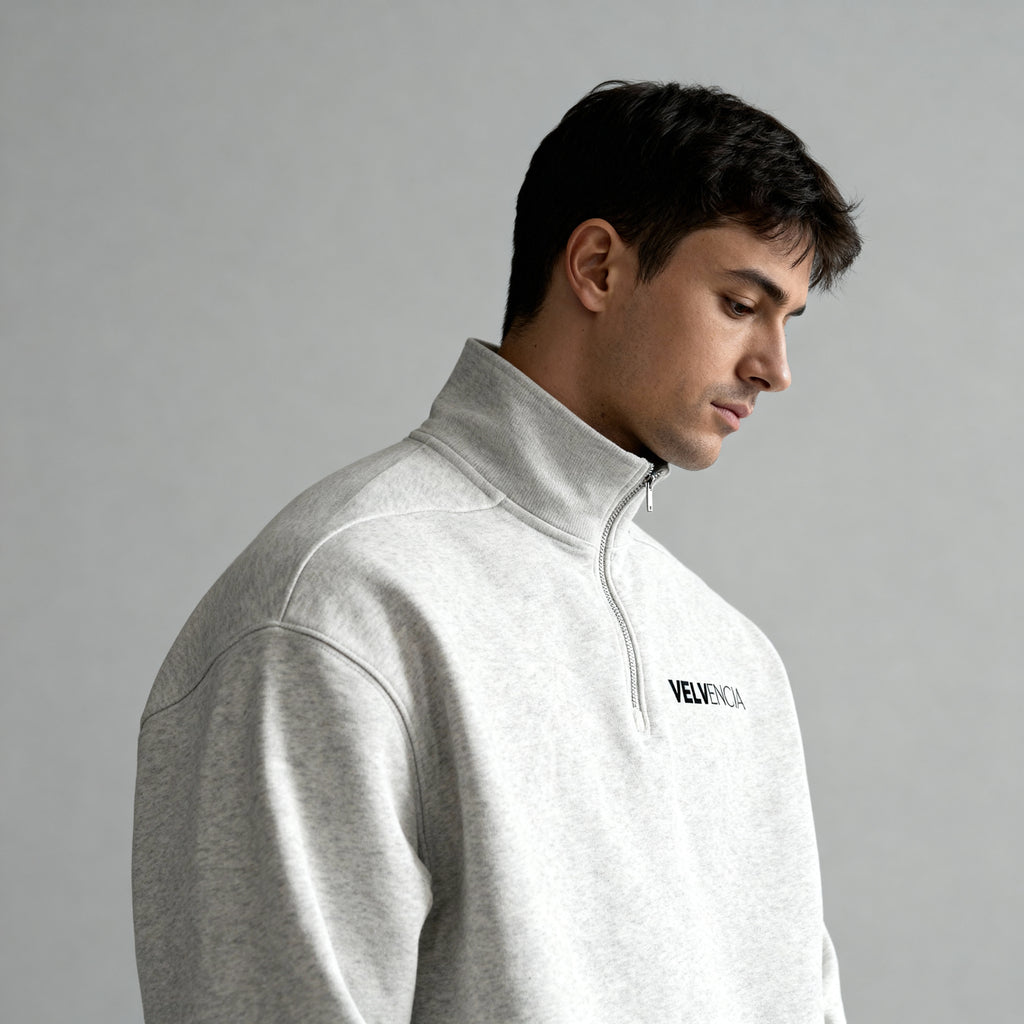 Half-Zip Rolled Edge Fleece Sweatshirt