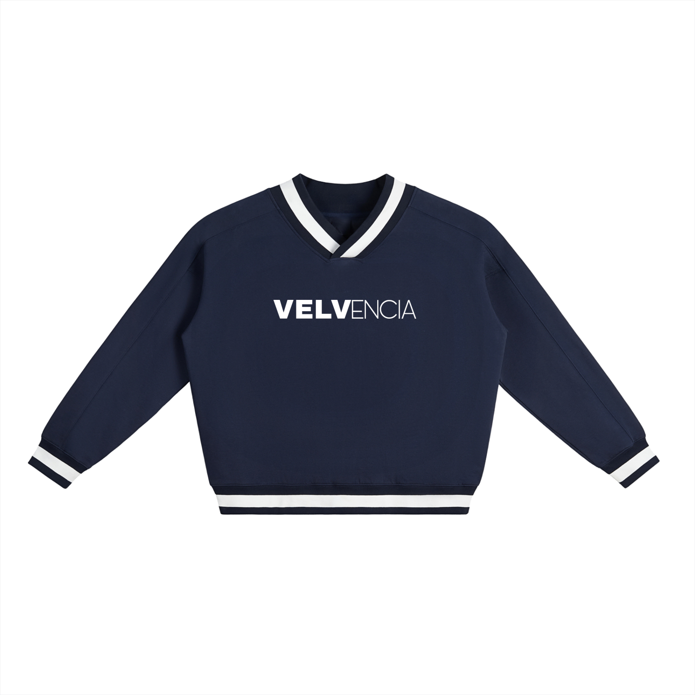V-Neck Contrast Collar Boxy Sweatshirt