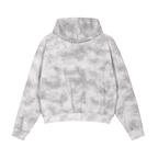 Gray tie-dye hoodie on a white background