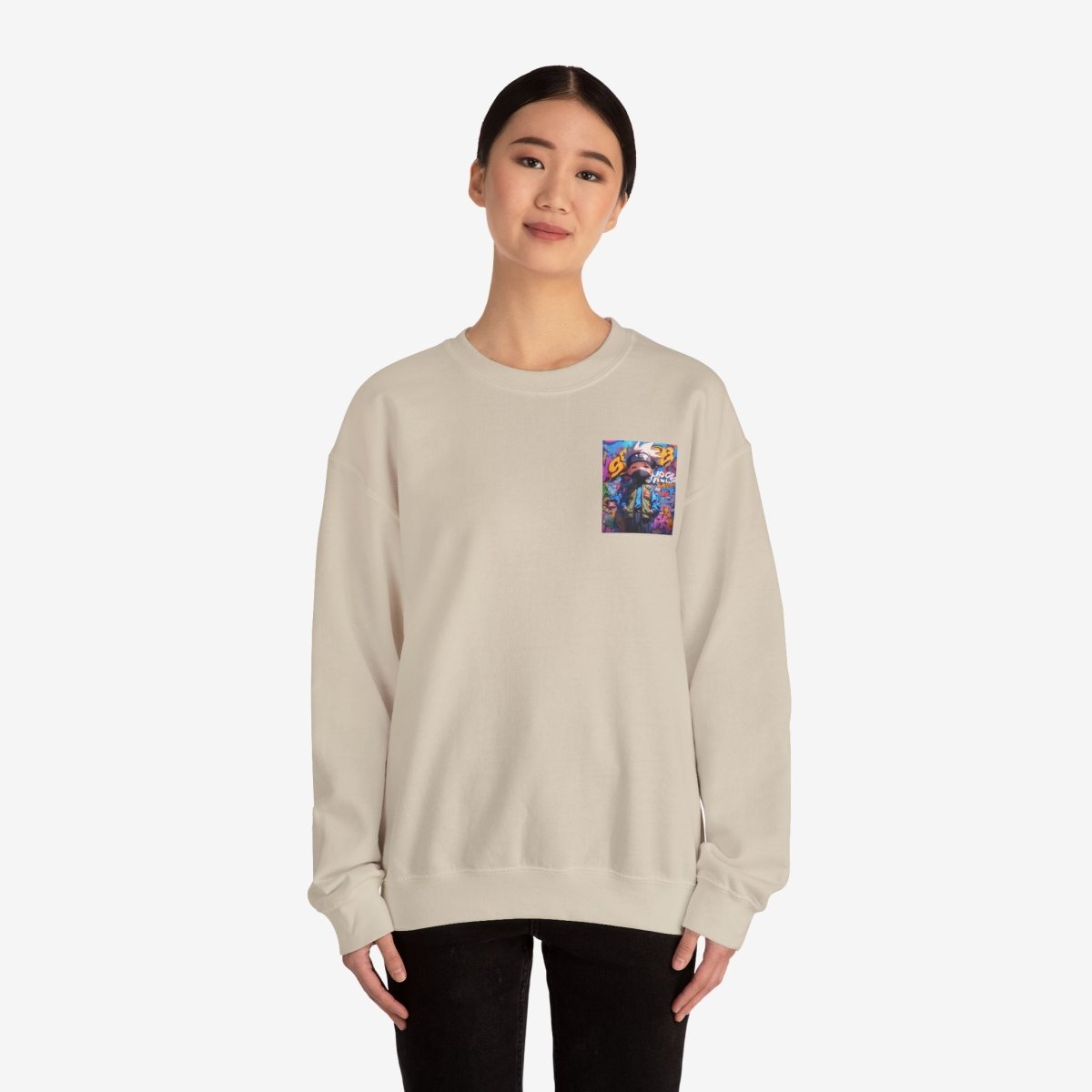 Anime both side Sweatshirt Crew neckDTGEmbroidery