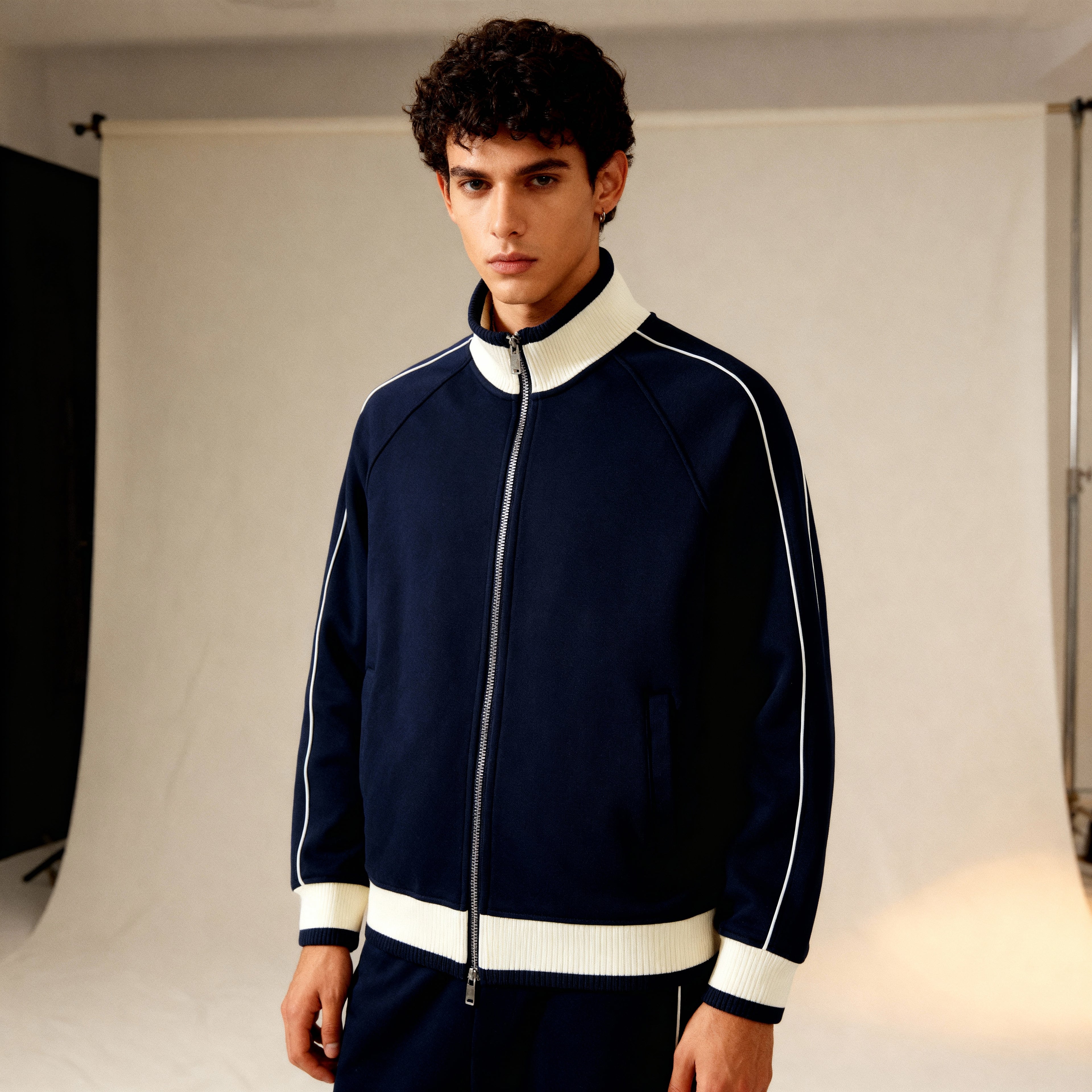 Color Block Raglan Sleeve Zip Track Jacket