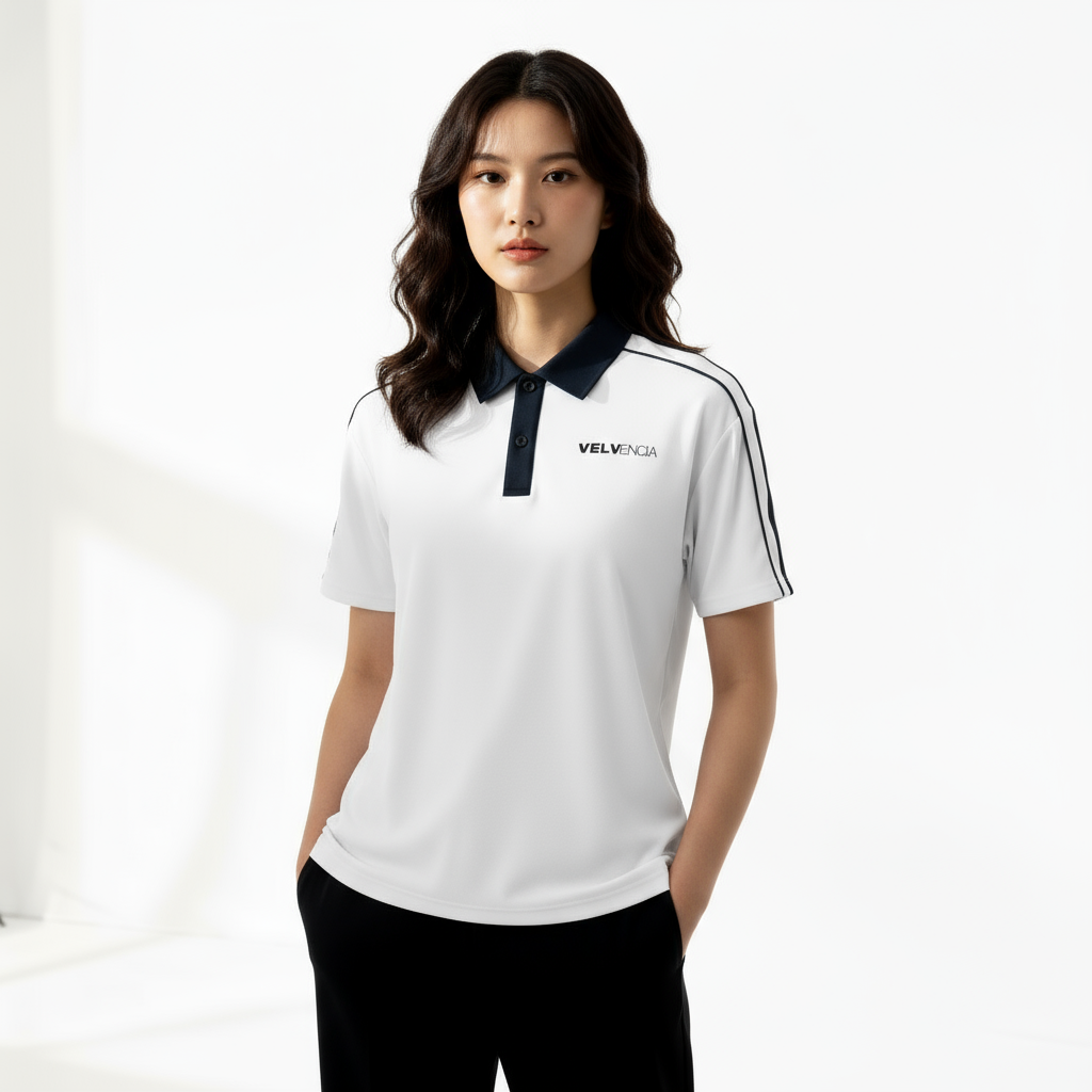 Contrast Collar Short-Sleeve Polo Shirt