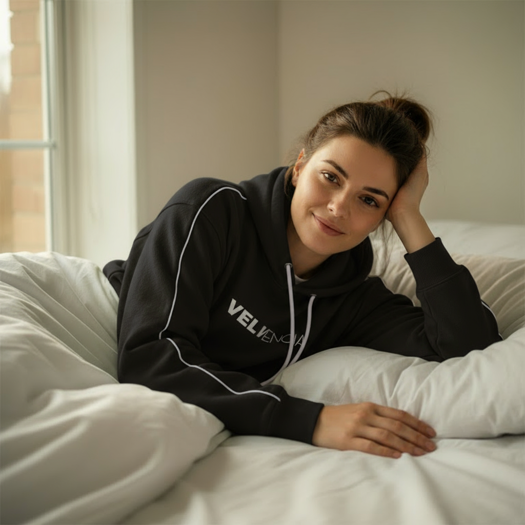 Contrast Piping Raglan Hoodie