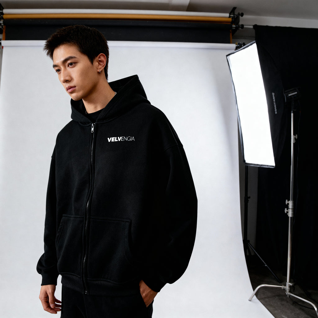 Sunfade Two-way Zipper Boxy Fleece Hoodie