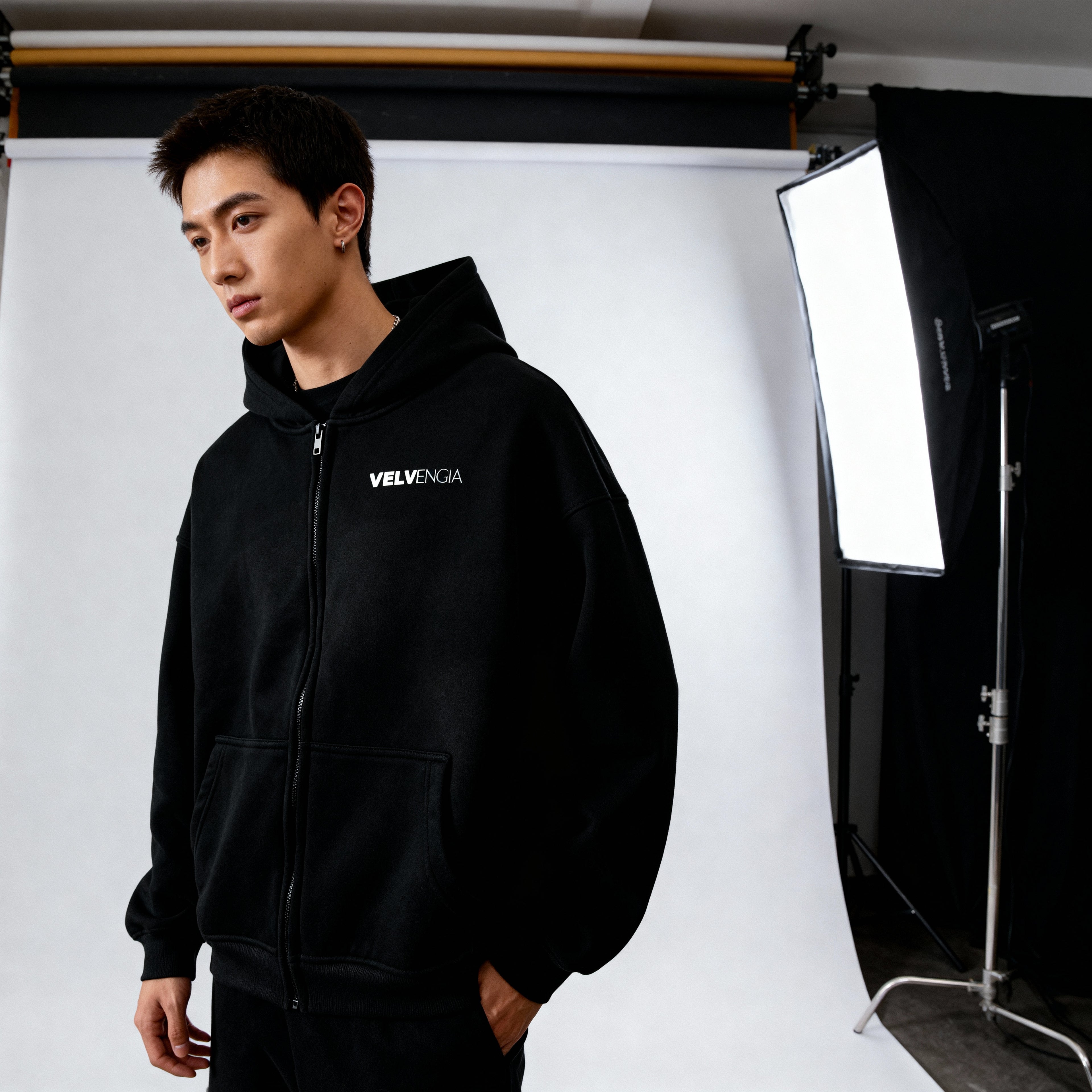 Sunfade Two-way Zipper Boxy Fleece Hoodie