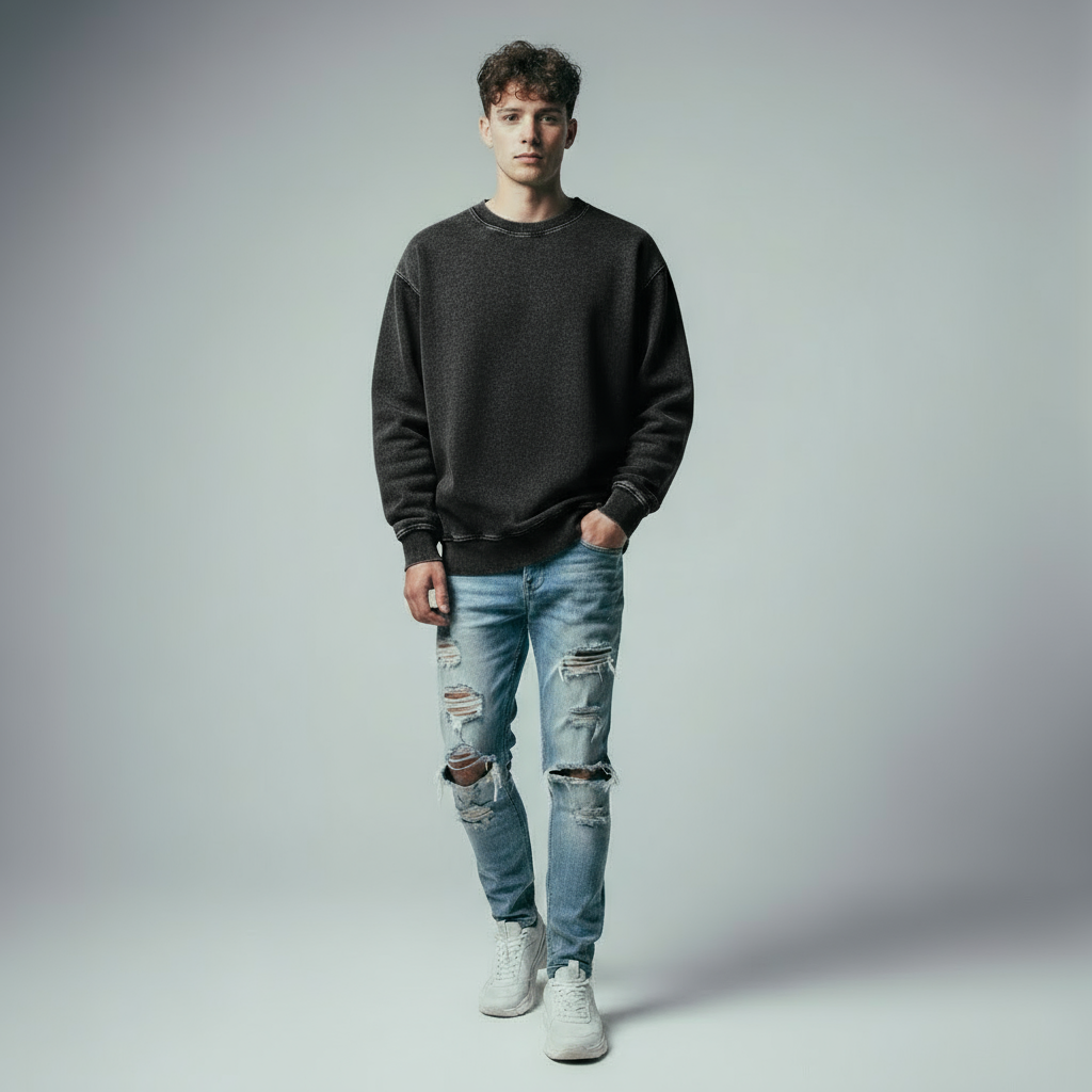 Jujutsu Kaisen Snow Wash Oversized Crewneck Sweatshirt